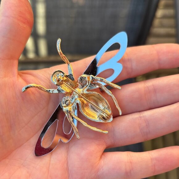 Large Gold & Silver Toned Fly Insect Brooch - Picture 4 of 6